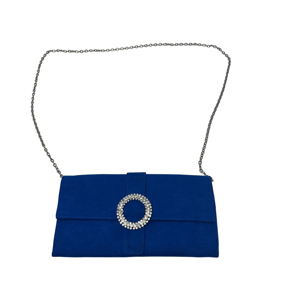 Joanna Hope Clutch Bag Womens Blue Faux Suede Rhinestone Evening Royalcore‎